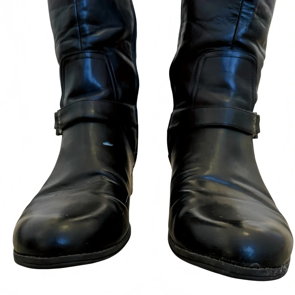 Bandolino Two-Tone Black & Brown Knee-High Riding Boots | Women’s Size 9